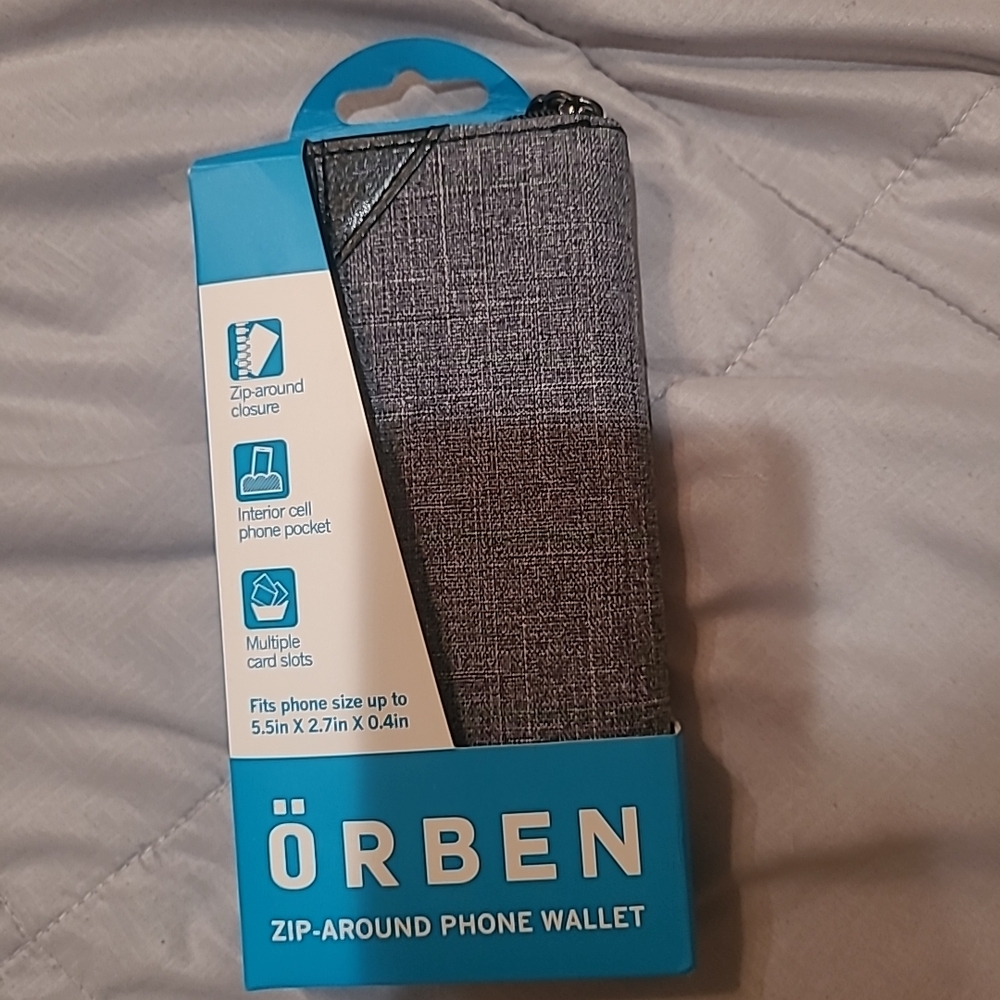 Gray Zip-Around Phone Wallet Case